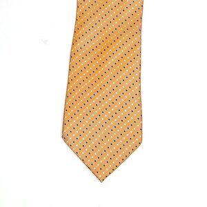 Saxony Collection Men’s Tie Orange Blue Dot Polyester 60" Designer Wide Tie New